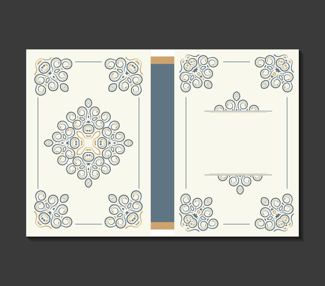 Ornamental book cover design template vector