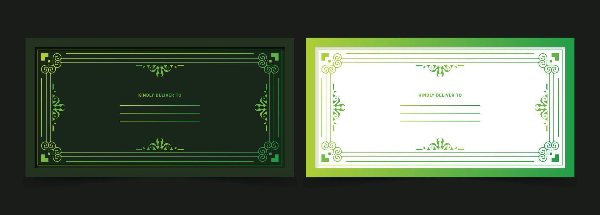 Elegant green art message card design vector