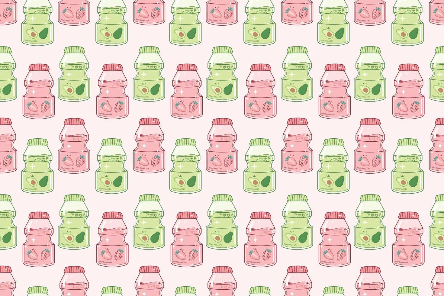 Yakult flavored drink illustration seamless repeat pattern vector