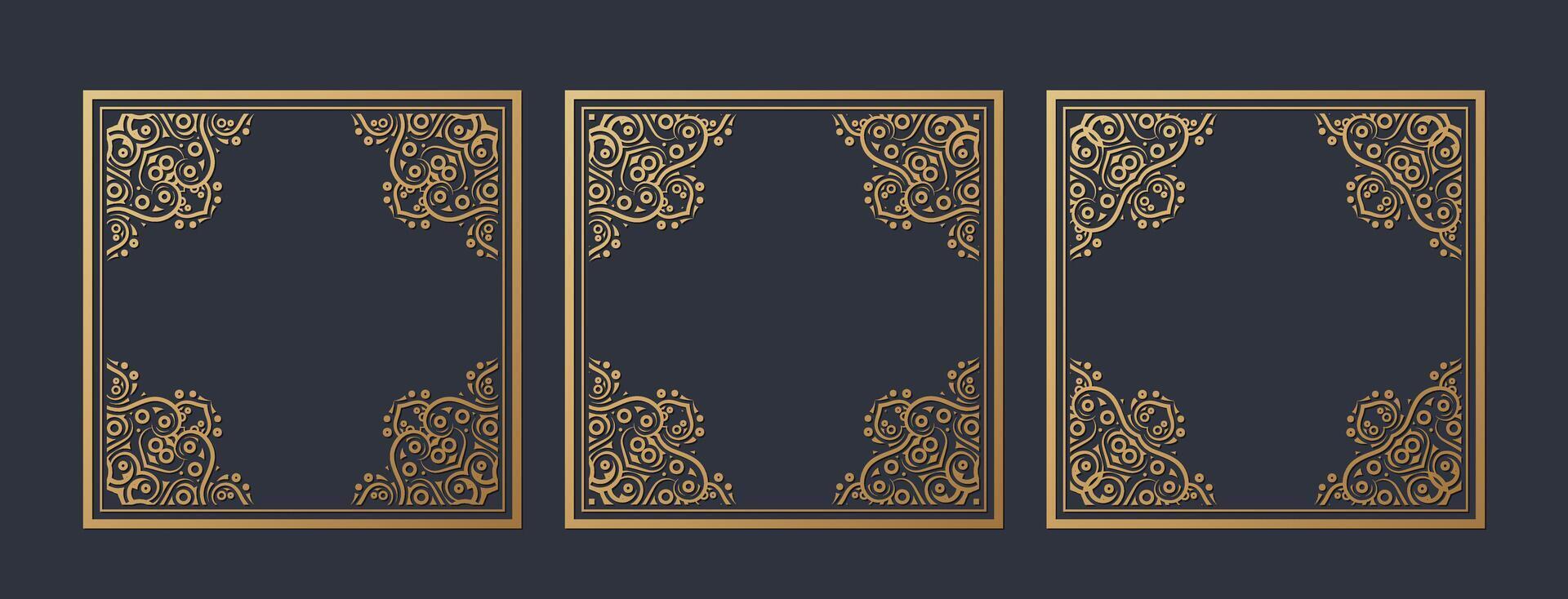 Set of gold decorative frame design background vector