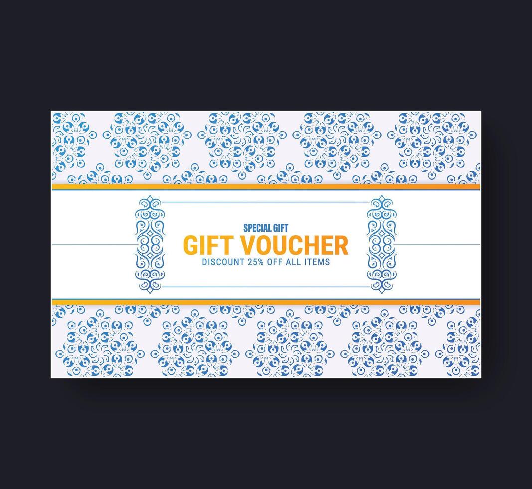 Colorful Restaurant gift voucher with pattern design template vector