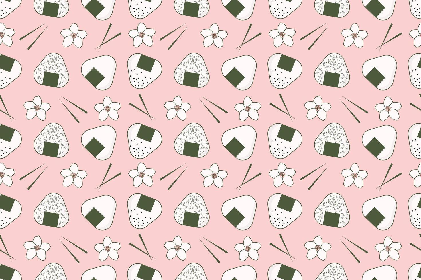 Japanese rice sushi illustration seamless repeat pattern vector