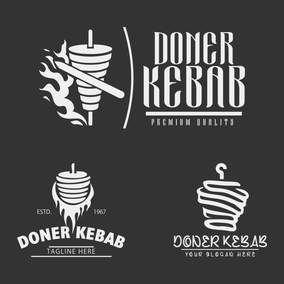 Logo of shawarma and doner kebab set. vector