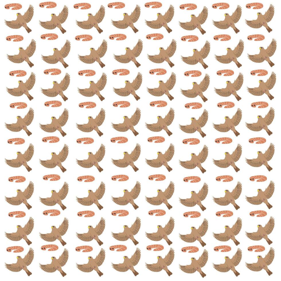 worm, sparrow with fruit as a pattern background vector