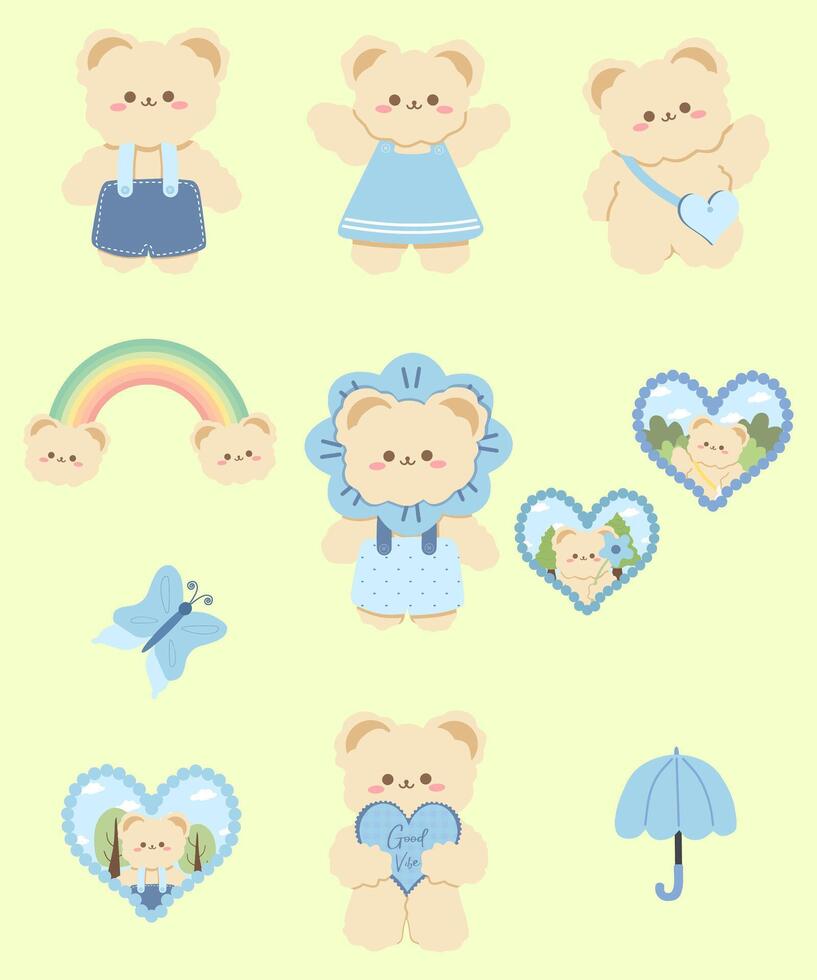 Cute Sticker Bear Cartoon vector