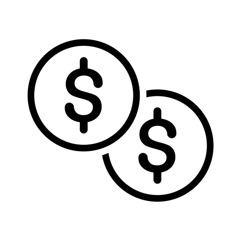 Dollar Coins Icon isolated on white background vector