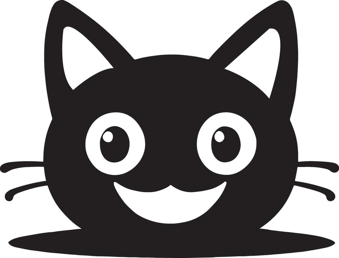 A black and white cat with a smiley face vector