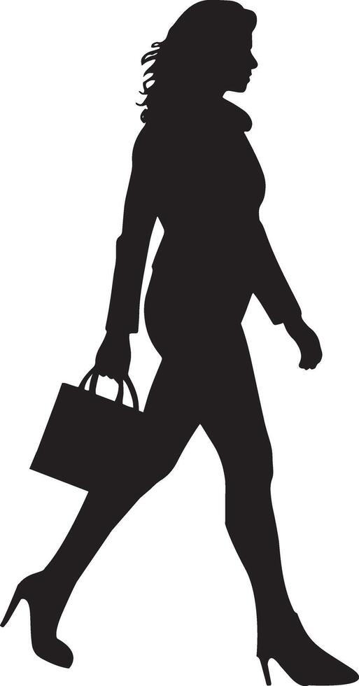 silhouette woman walk on road. vector