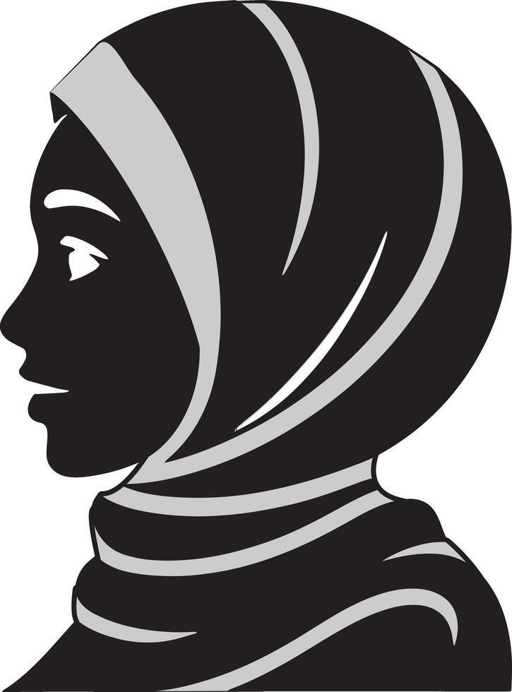 silhouette muslim girl face with hijab icon vector