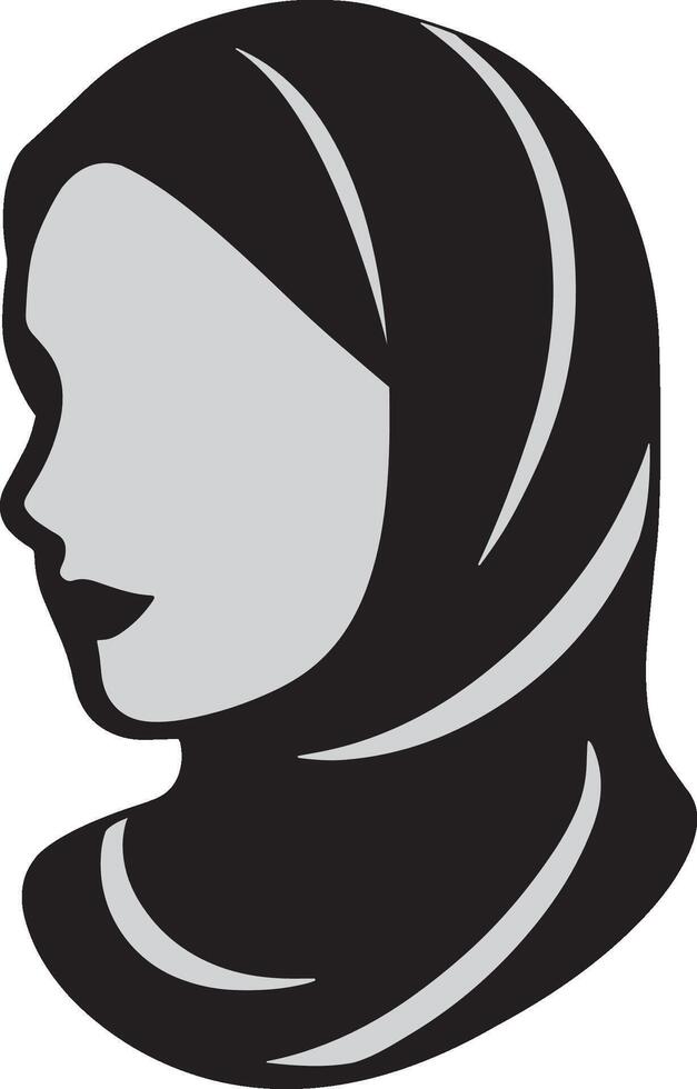 silhouette muslim girl face icon side view vector