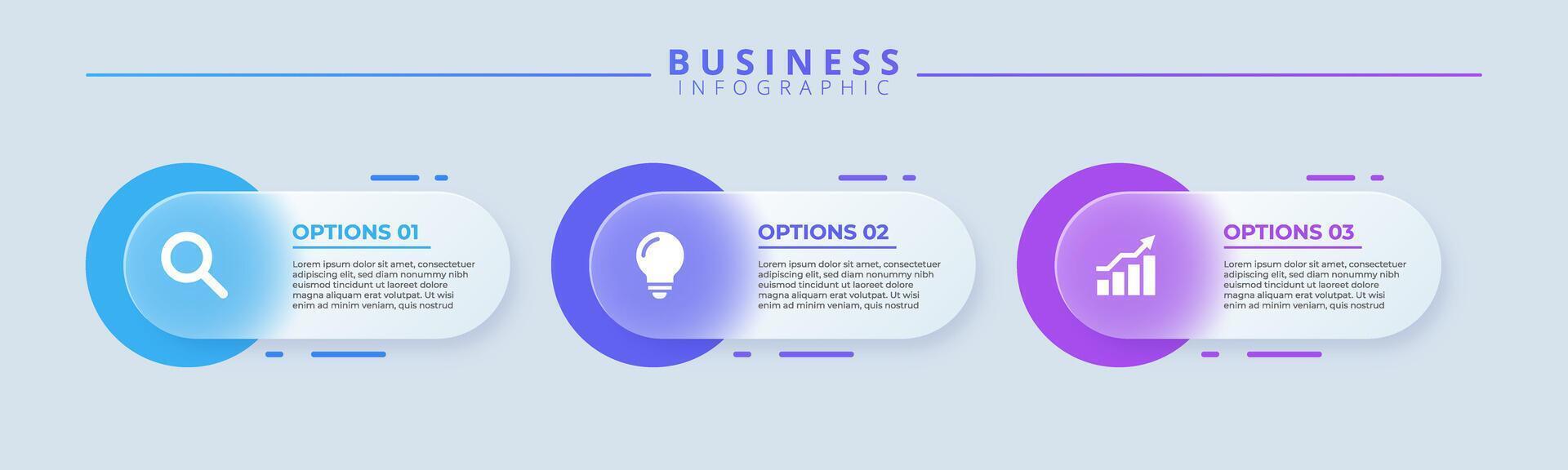 Infographic labels with icons and 3 options or steps. Suitable for process diagrams, presentations, workflow layouts, banners, flow charts, and infographics. vector