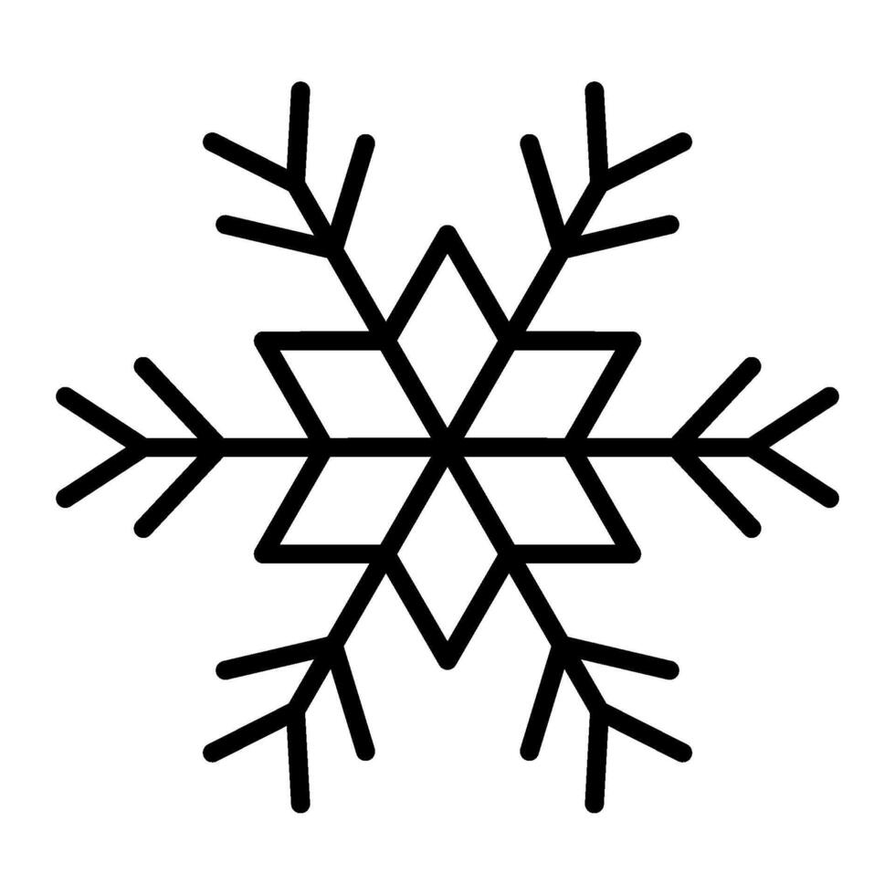 Christmas snowflake icon in outline black high quality vector