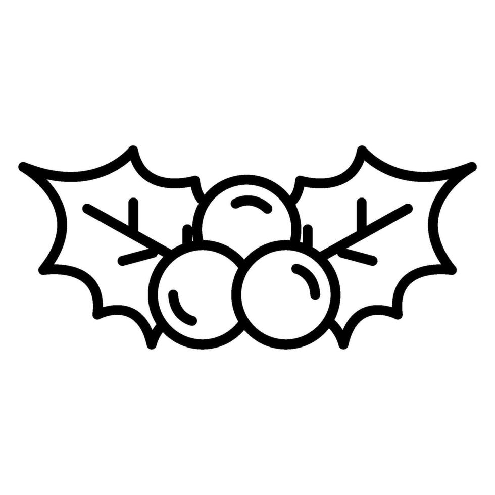 Christmas red holy berry icon in outline black high quality vector