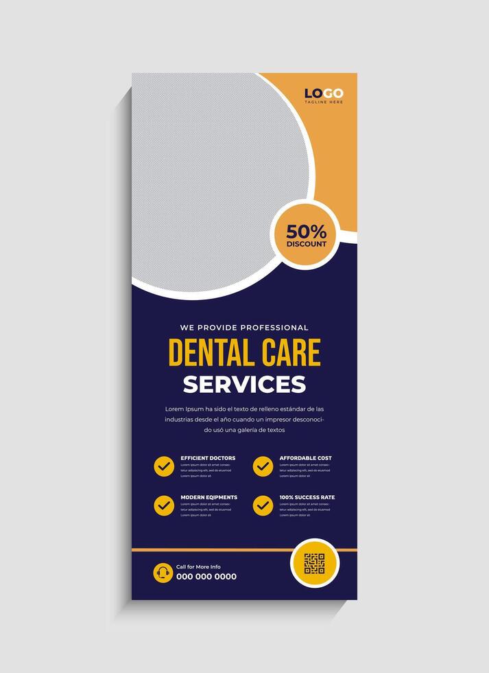 Trendy Dental Care Service roll up banner or standee design vector