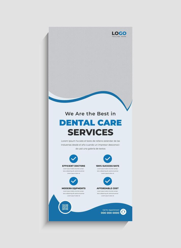 Stylish Dental Care Service roll up banner or standee design vector