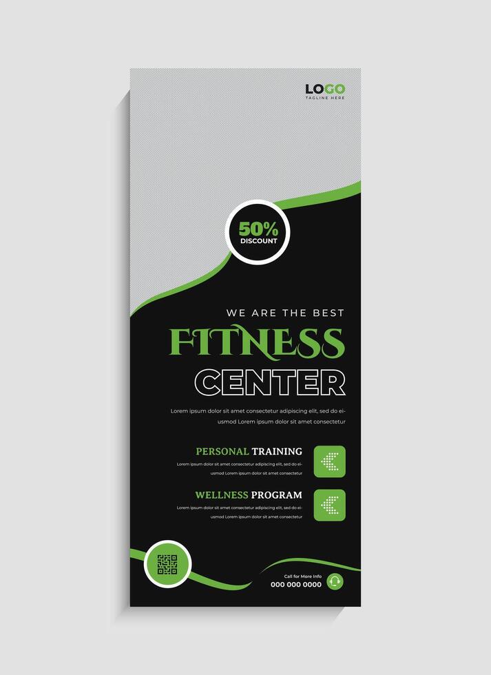 Fitness Gym business standee roll up banner template design vector