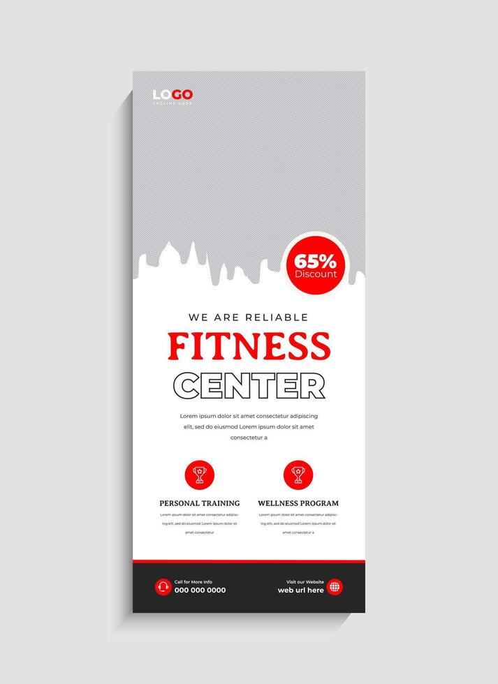 Professional Fitness Gym business standee roll up banner template design vector