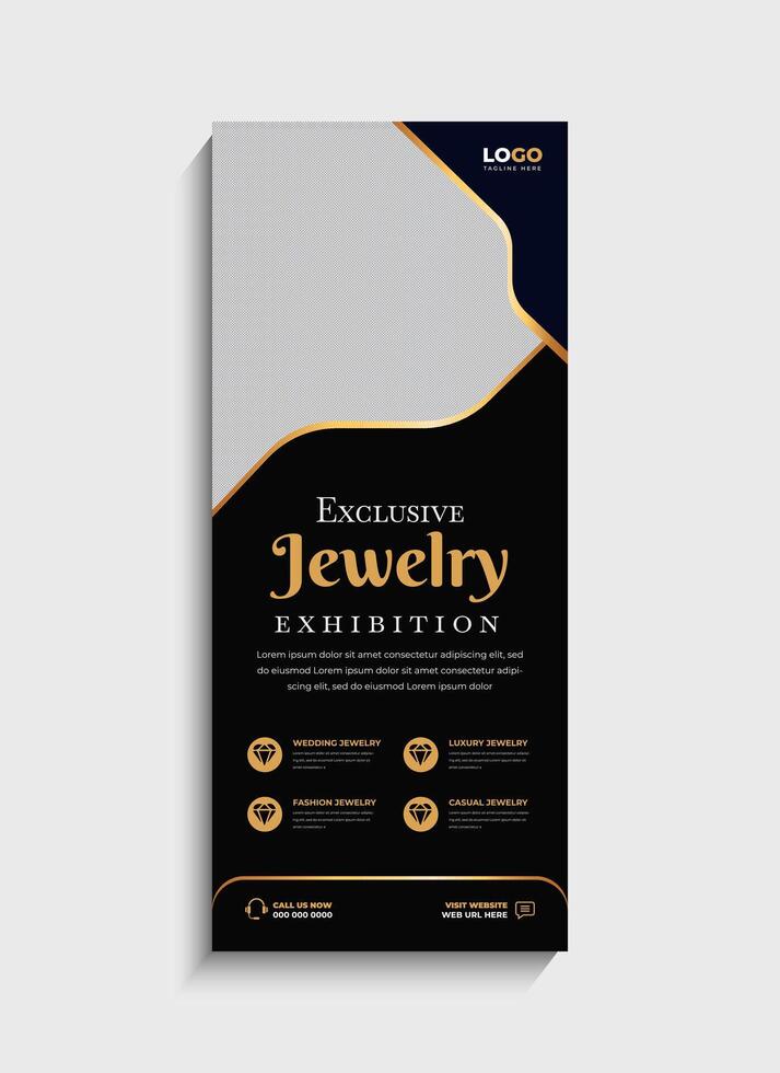 Modern Jewelry business roll up banner or standee design vector