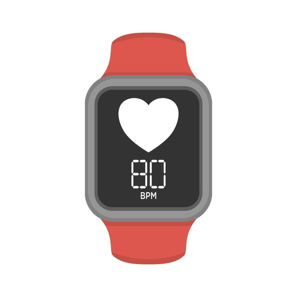 Smartwatch with heartbeat icon. Flat illustration of smart watch with heart icon for web design vector