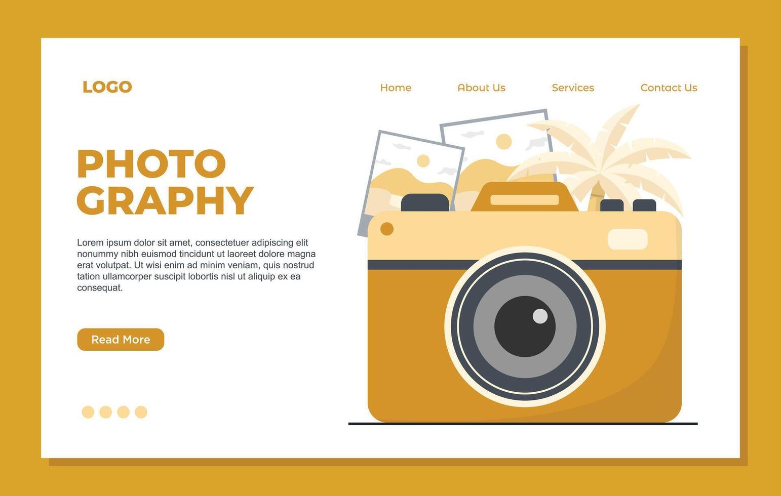 Camera and Photography landing page template concept illustration vector