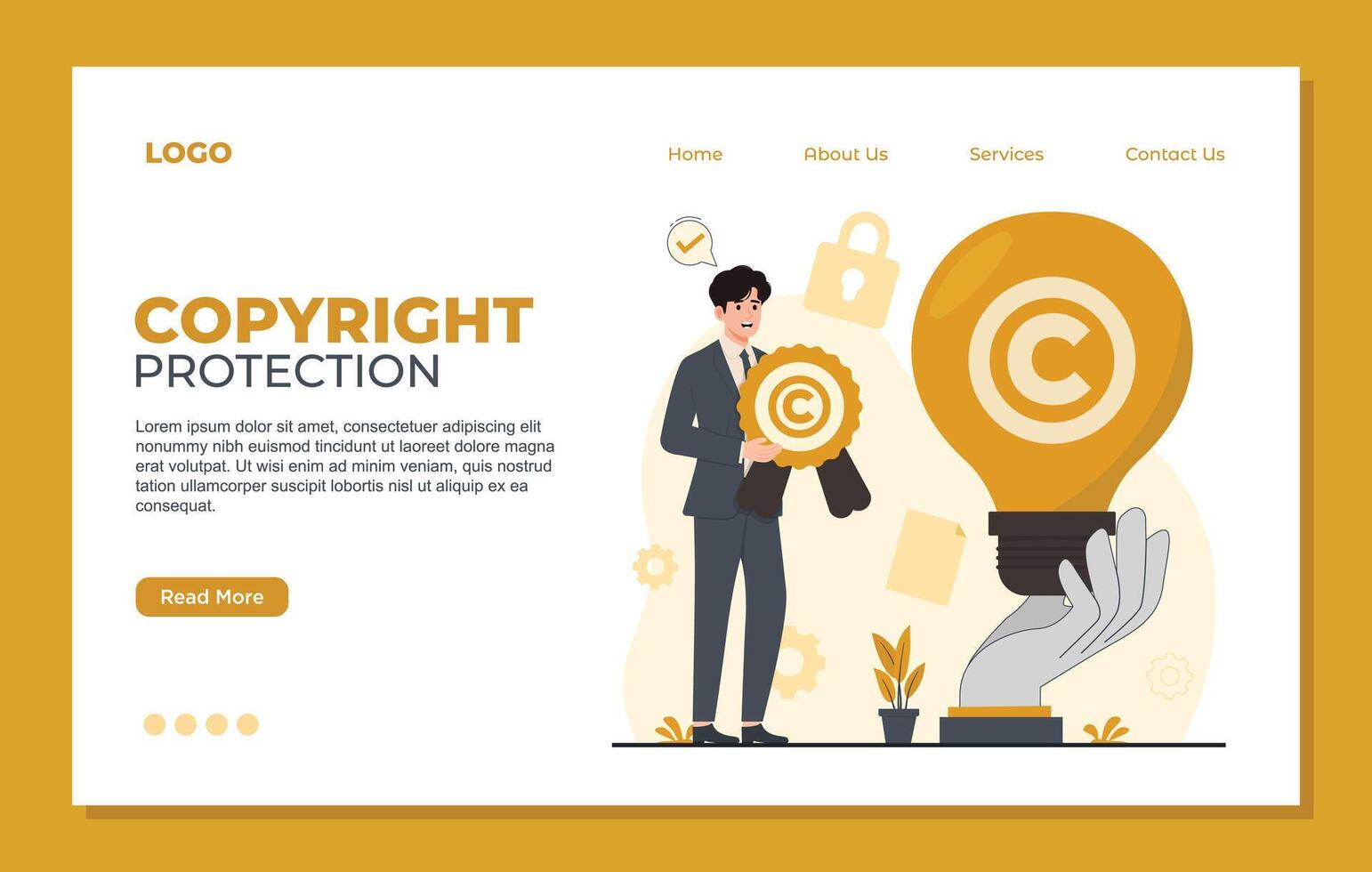 Intellectual property landing page template. Modern flat design illustration concept for website and mobile website development. vector