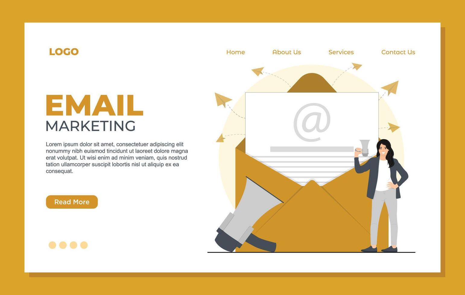 Email marketing concept. Flat design illustration. Landing page template. vector