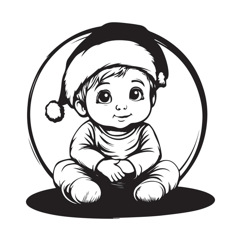 Design Image Cute Baby Boy Wearing Santa Hat stock image isolated on white background vector