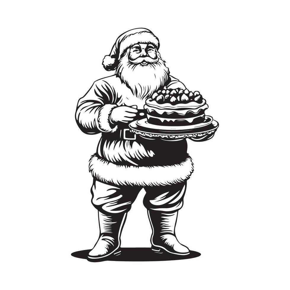 Santa Claus Holding Christmas Cake stock image isolated on white background vector