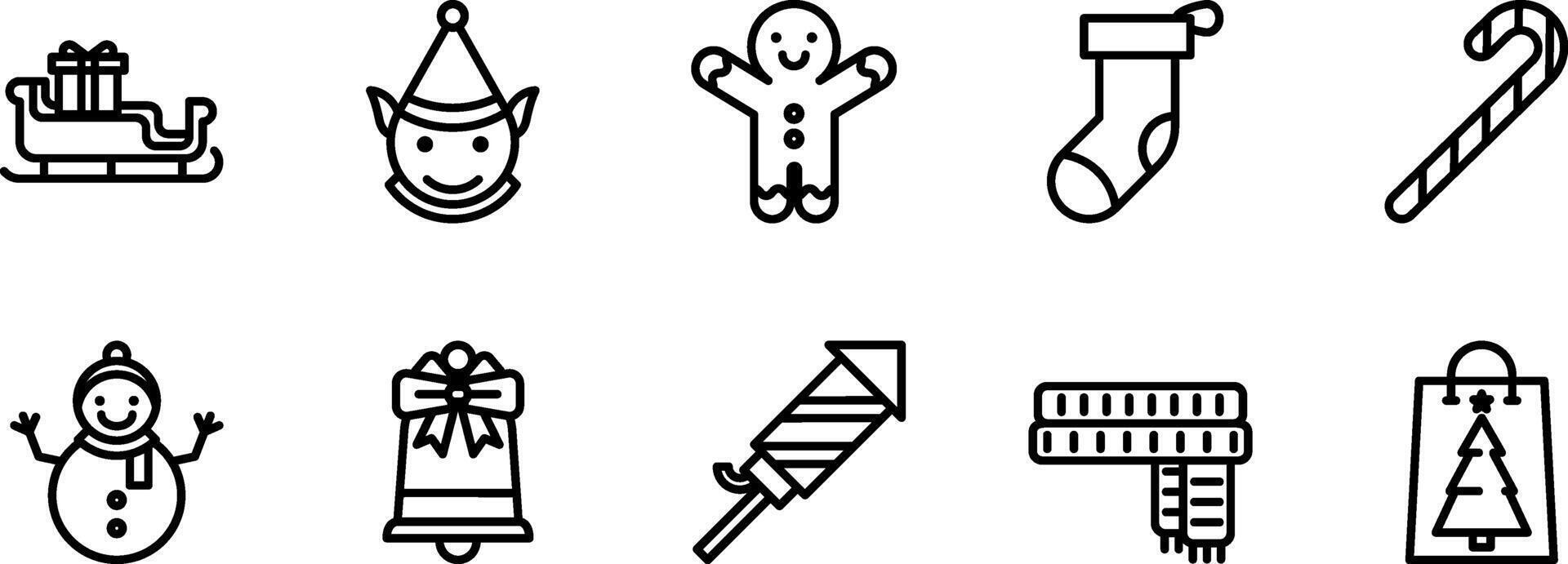 Christmas Icon Outline Style Pack vector