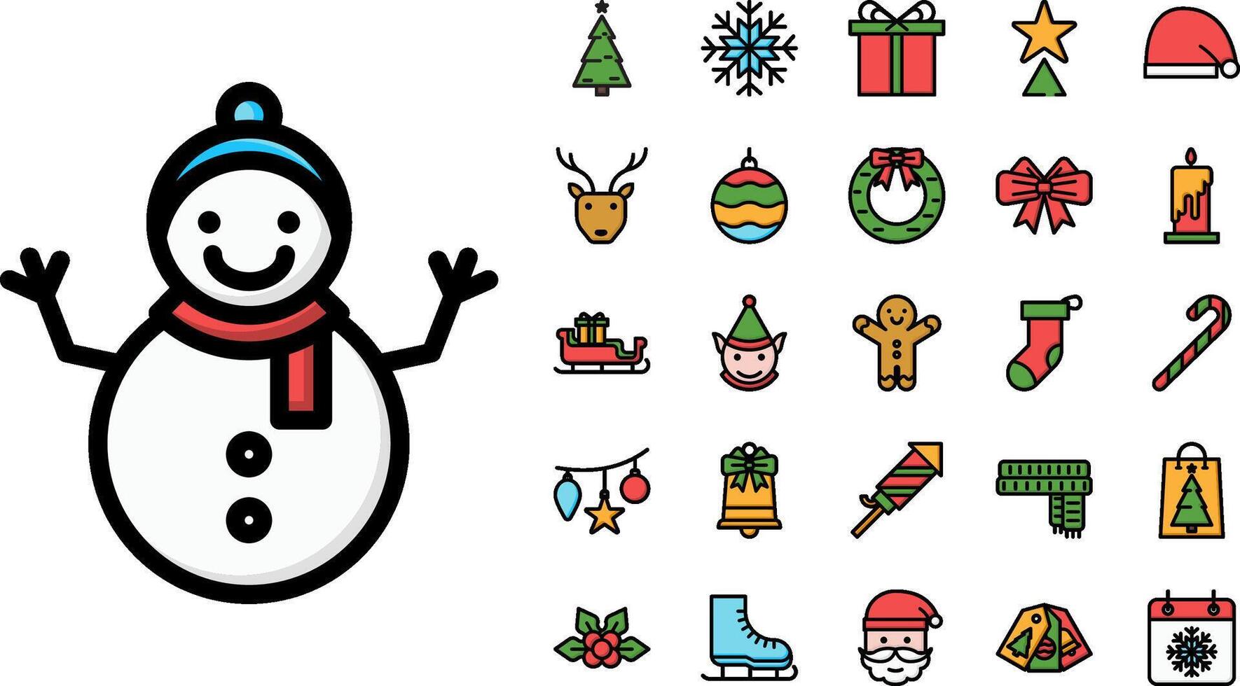 Christmas Icon Pack Fill Black Style vector