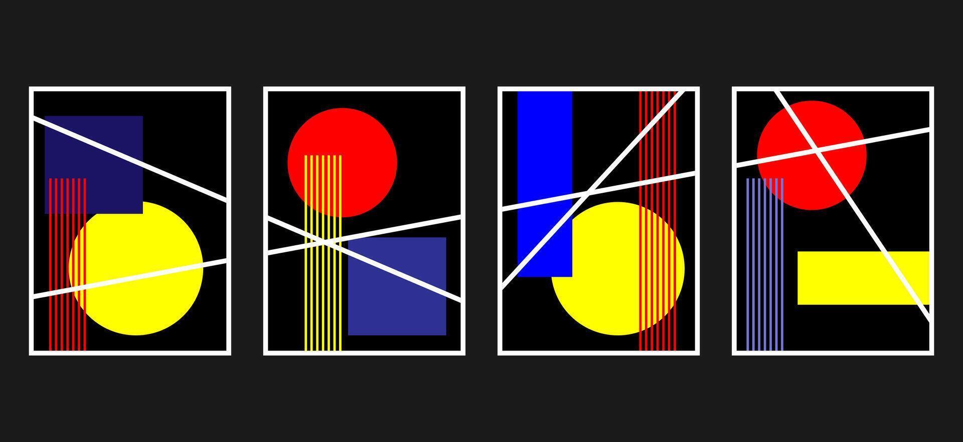 Modern abstract covers set, minimal covers design. Colorful geometric background, brutalism illustration vector