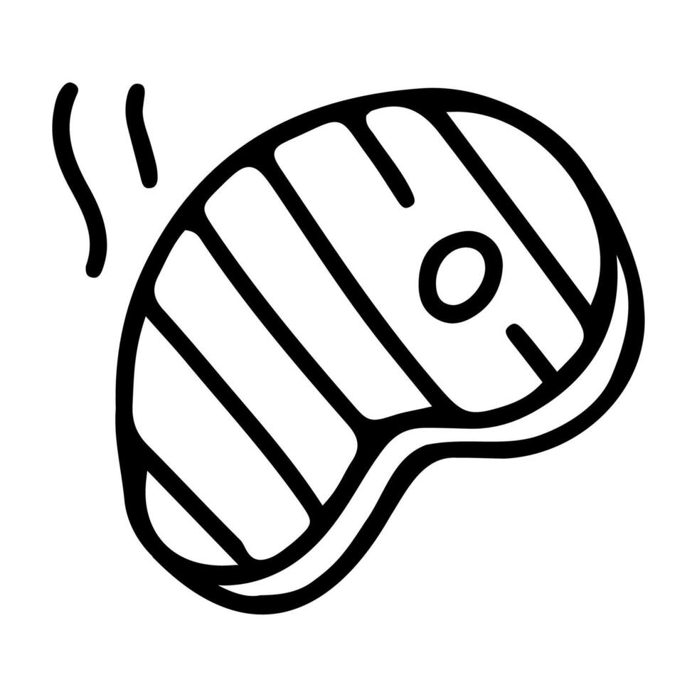 Doodle icon of smoked steak vector