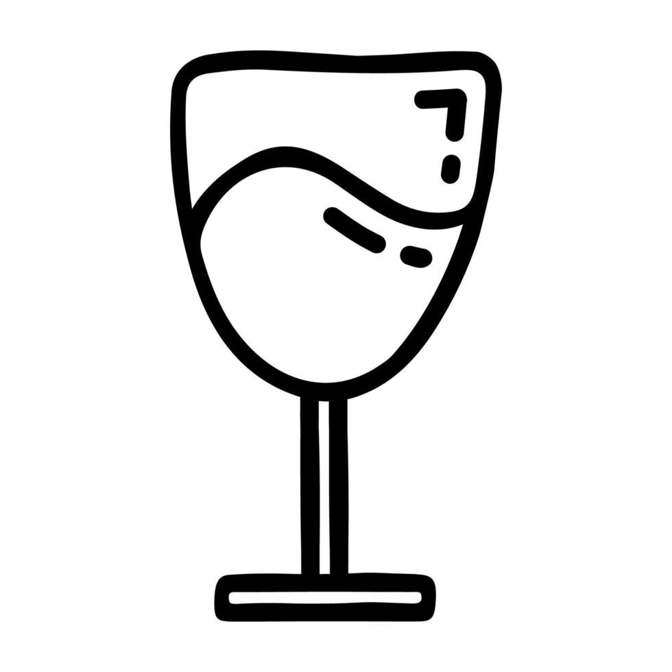 Doodle icon of glass of wine vector