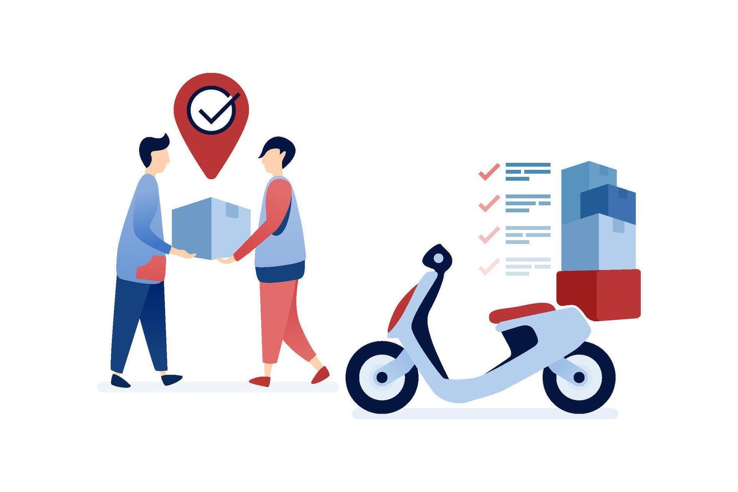 illustration of Motorbike delivery service for goods and packages offering quick, reliable courier solutions, urban delivery, and on-demand transport for fast-paced business needs vector