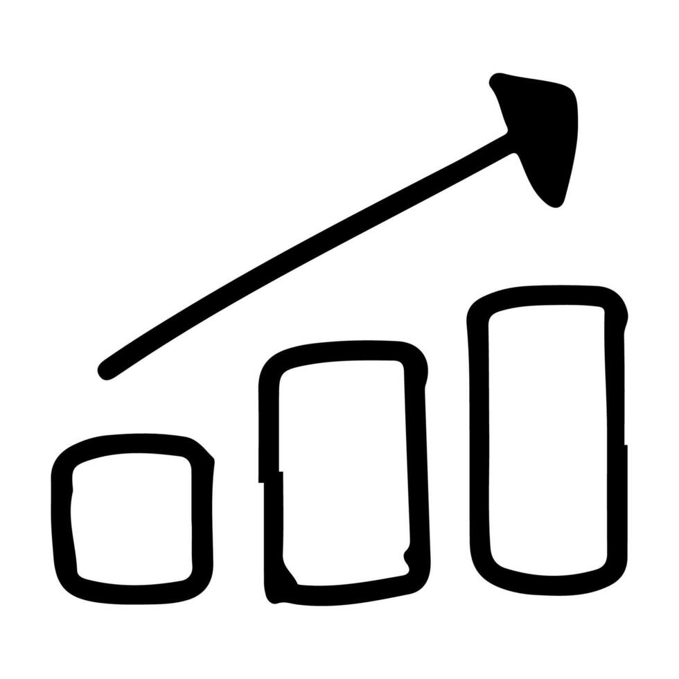 Doodle Icon of Barchart and Growing Arrow vector