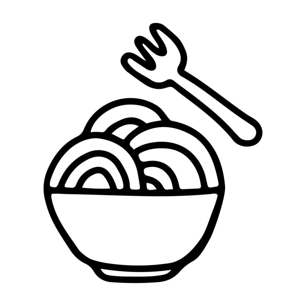 Doodle icon of bowl of boodle vector