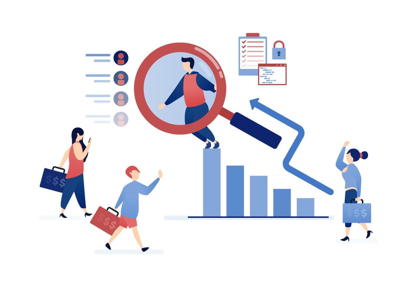 illustration of People supporting each other by referring friends and loved ones to achieve financial and career goals, fostering a strong network for success and growth vector
