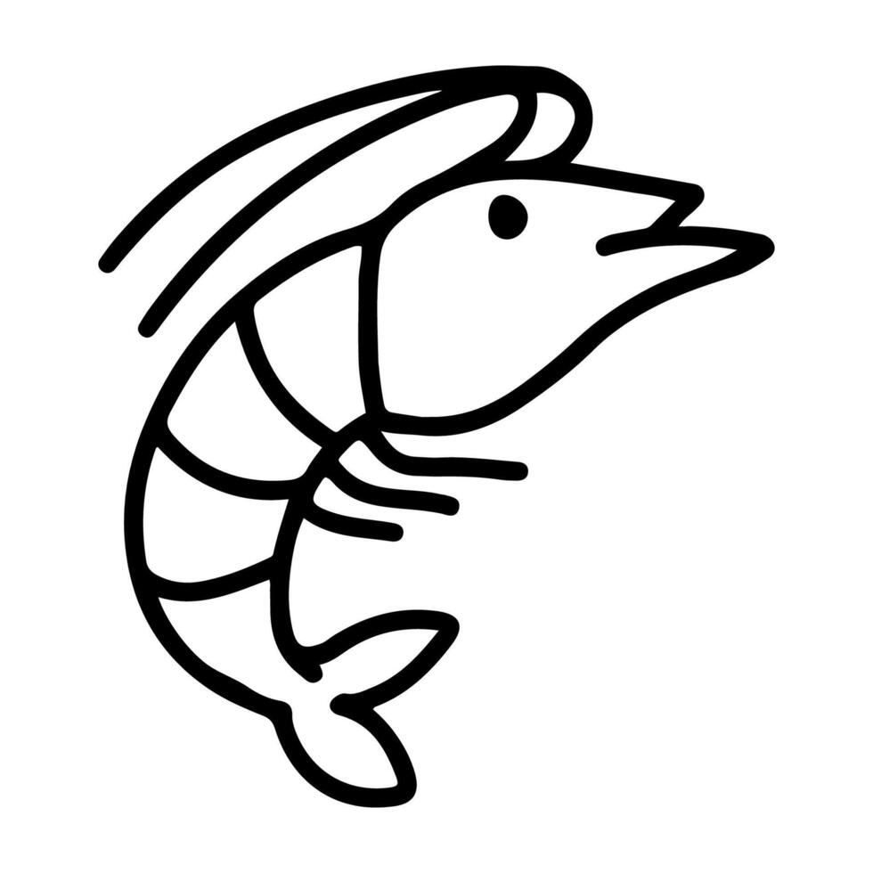 Doodle drawing icon of shrimp vector
