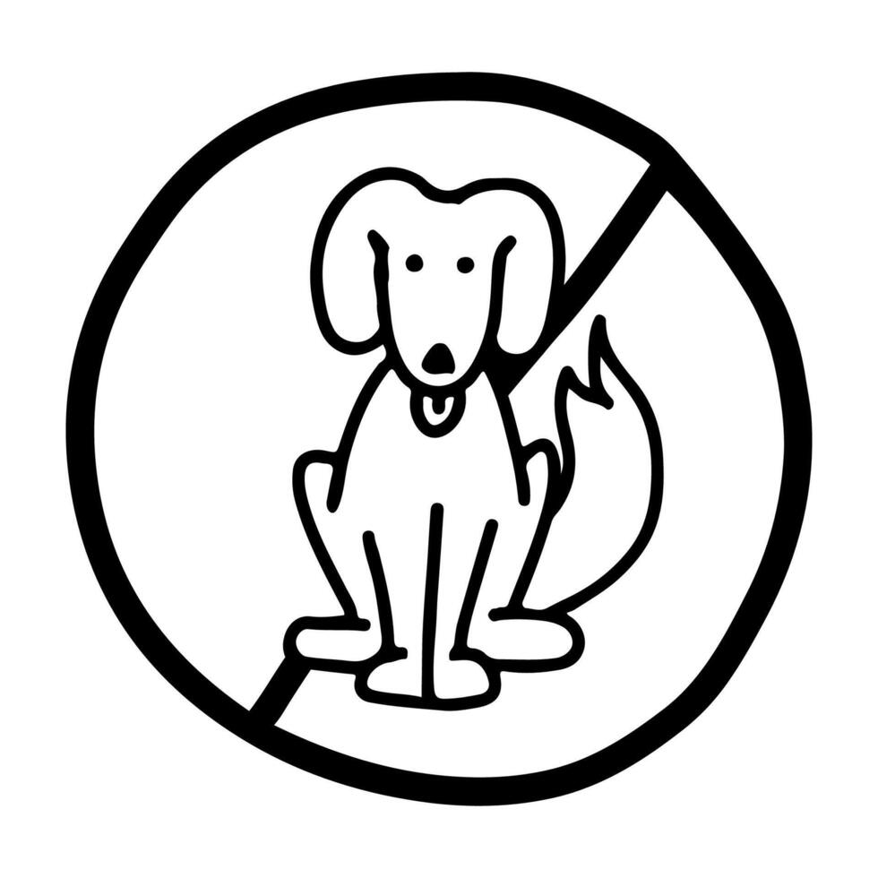 Doodle Icon of Bringing dogs into the toilet is prohibited vector