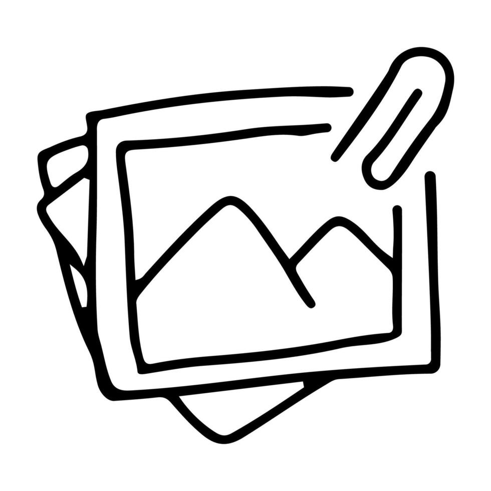 Doodle icon of photo pin clip vector
