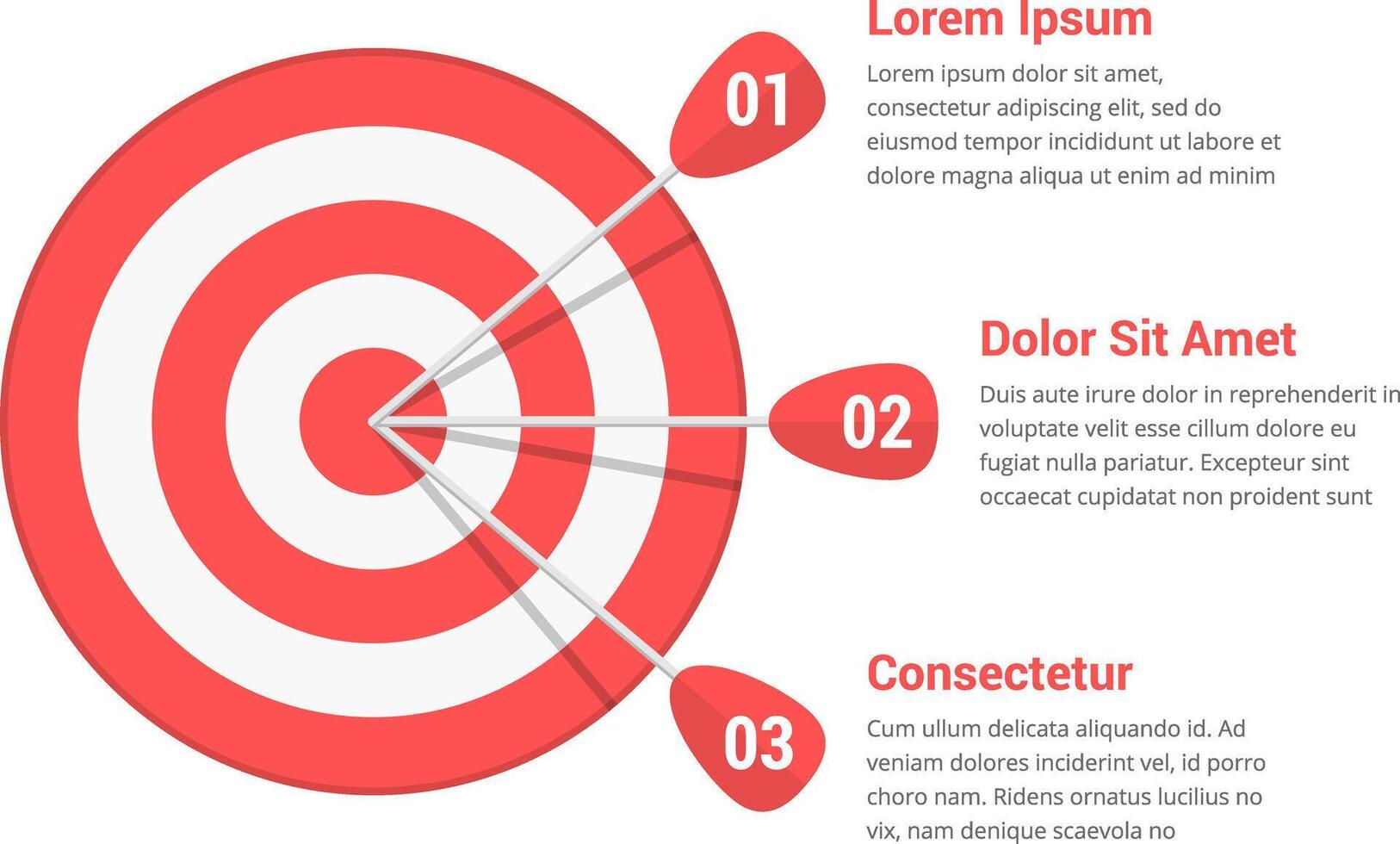 Target with three arrows, three steps or options infographics vector