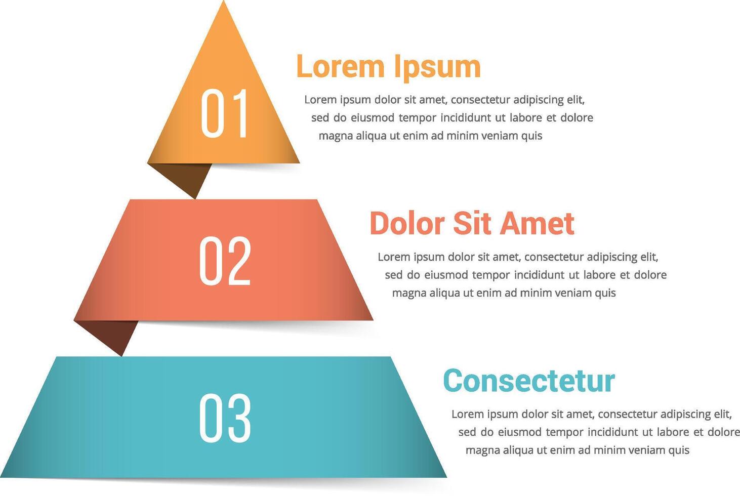 Pyramid infographic template with three elements vector