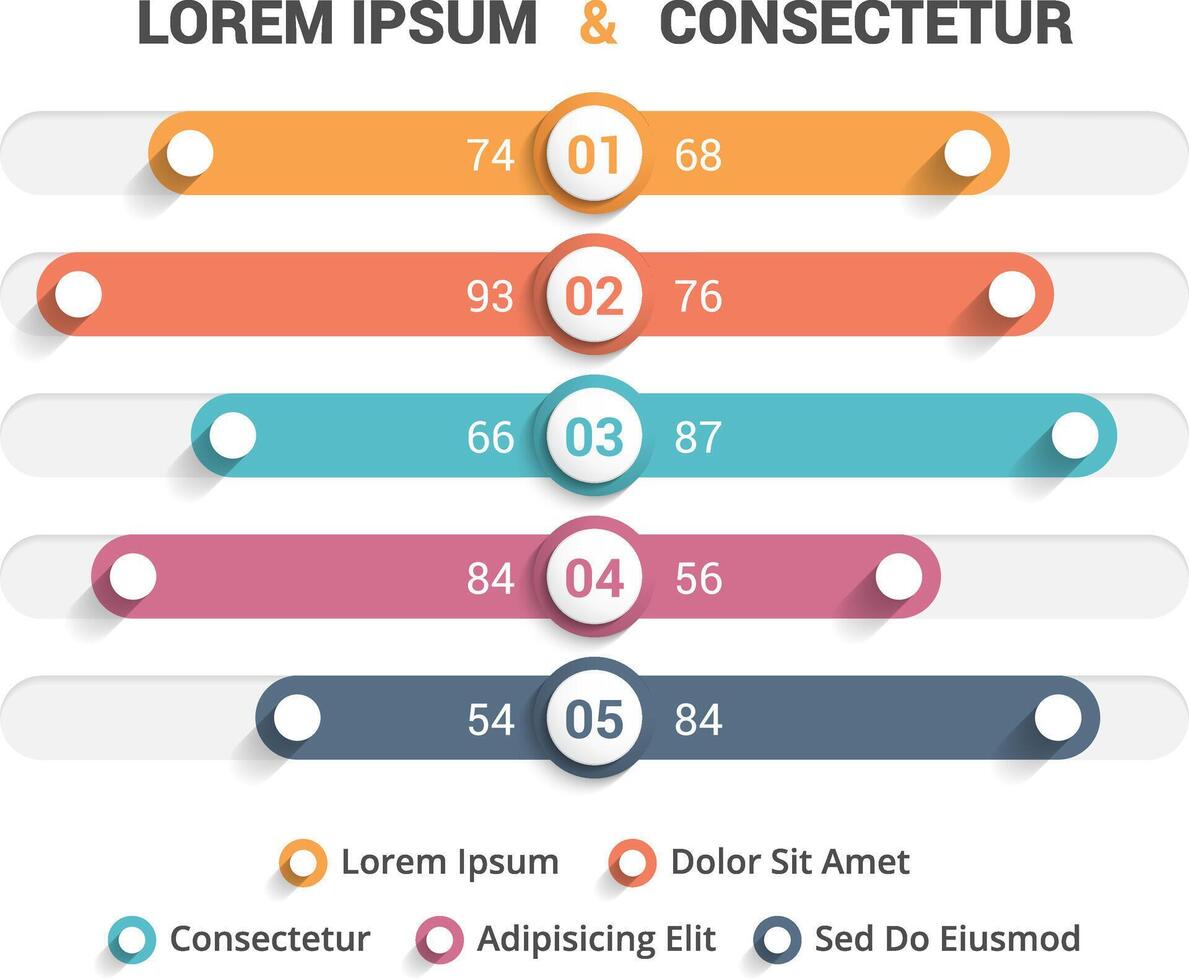 Comparison chart with five elements and legend vector