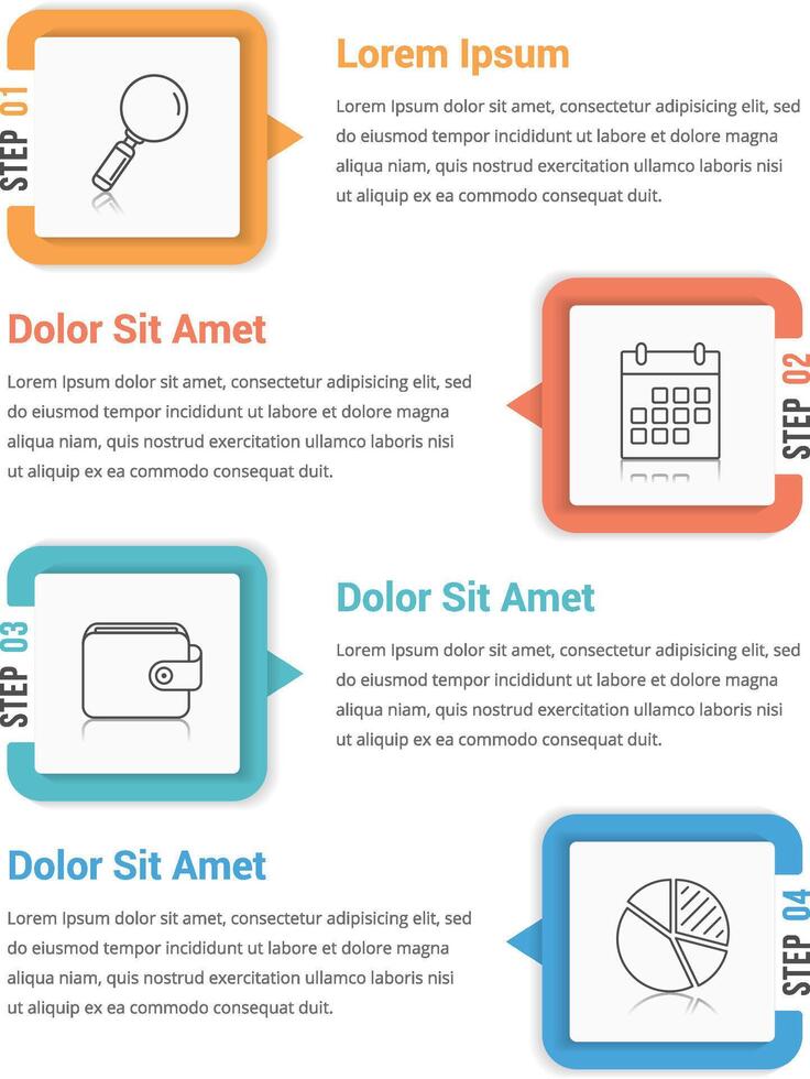 Infographic template with four steps or options, workflow, process diagram vector