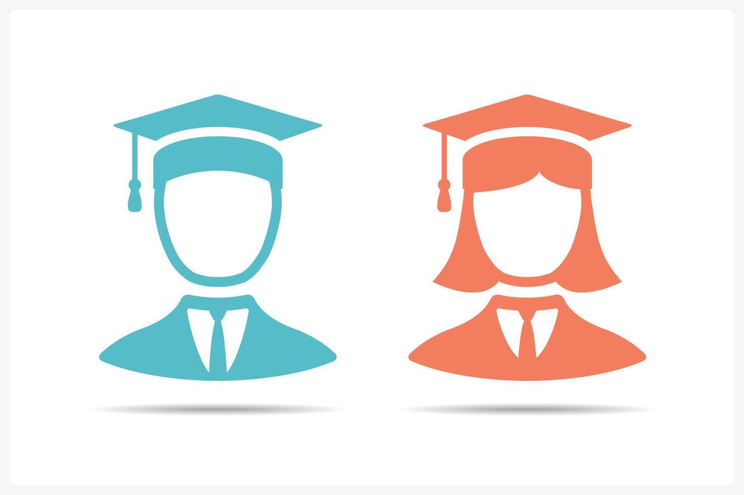 Students icons in graduation cap, man and woman icons vector