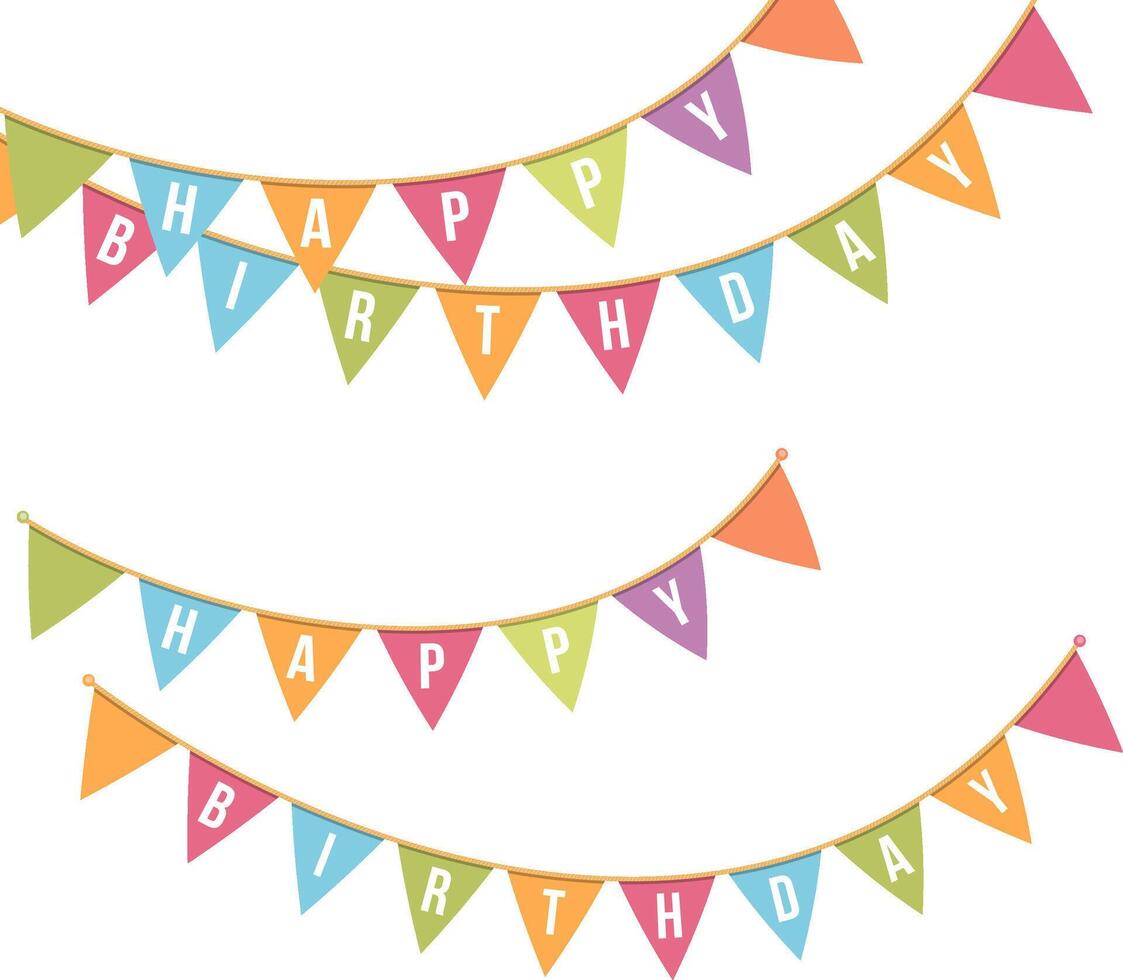 Bunting for happy birthday on white background vector