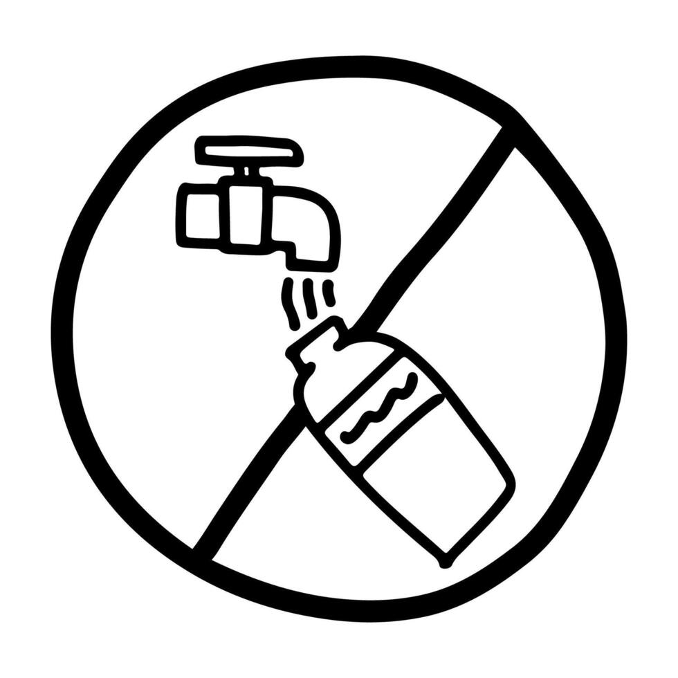 Doodle Icon of Sharing water tabs into the toilet is prohibited vector