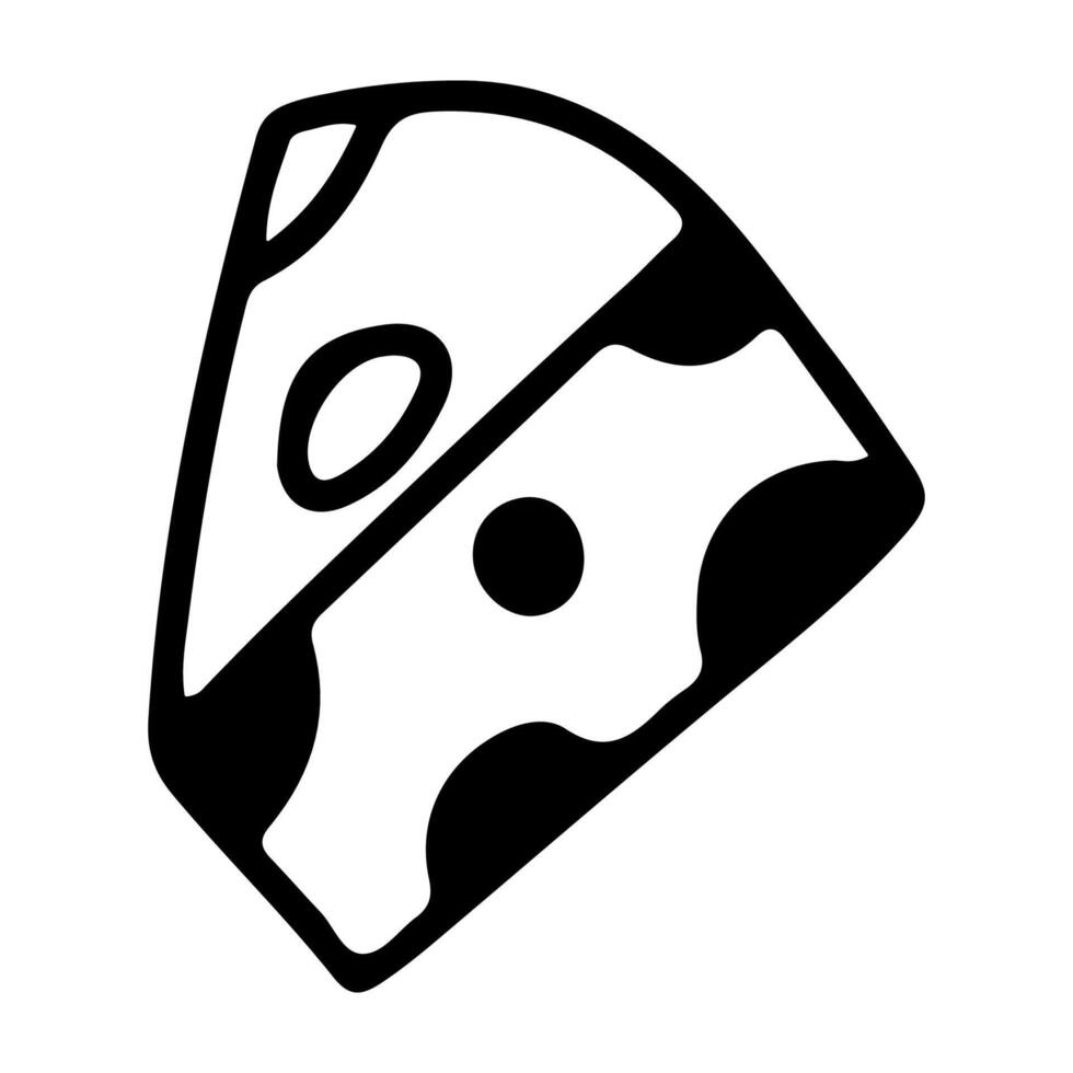 Doodle icon of cheese slice vector