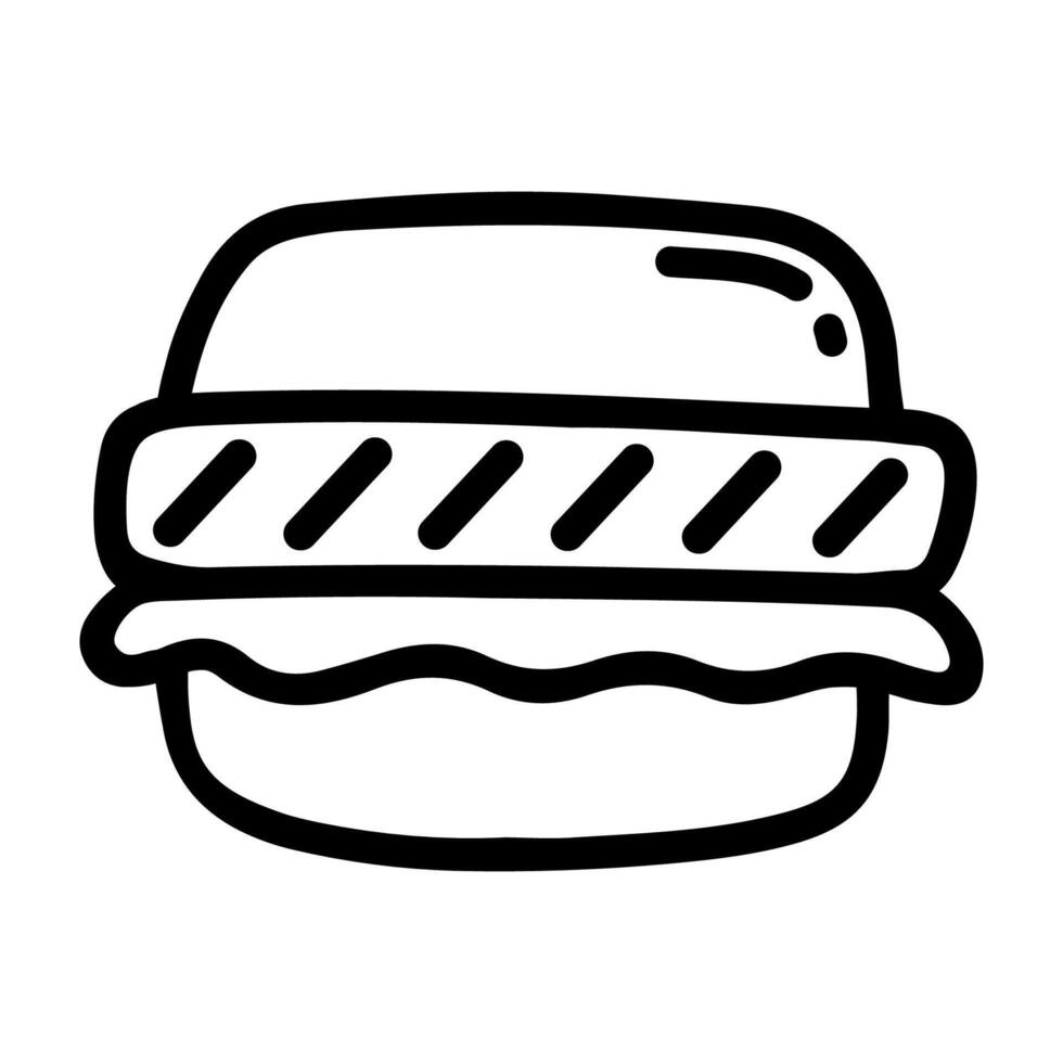 Doodle drawing icon of burger vector