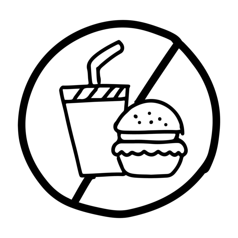 Doodle Icon of Bringing food into the toilet is prohibited vector